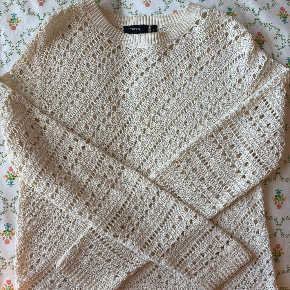 Theory Ivory Open-Knit Sweater